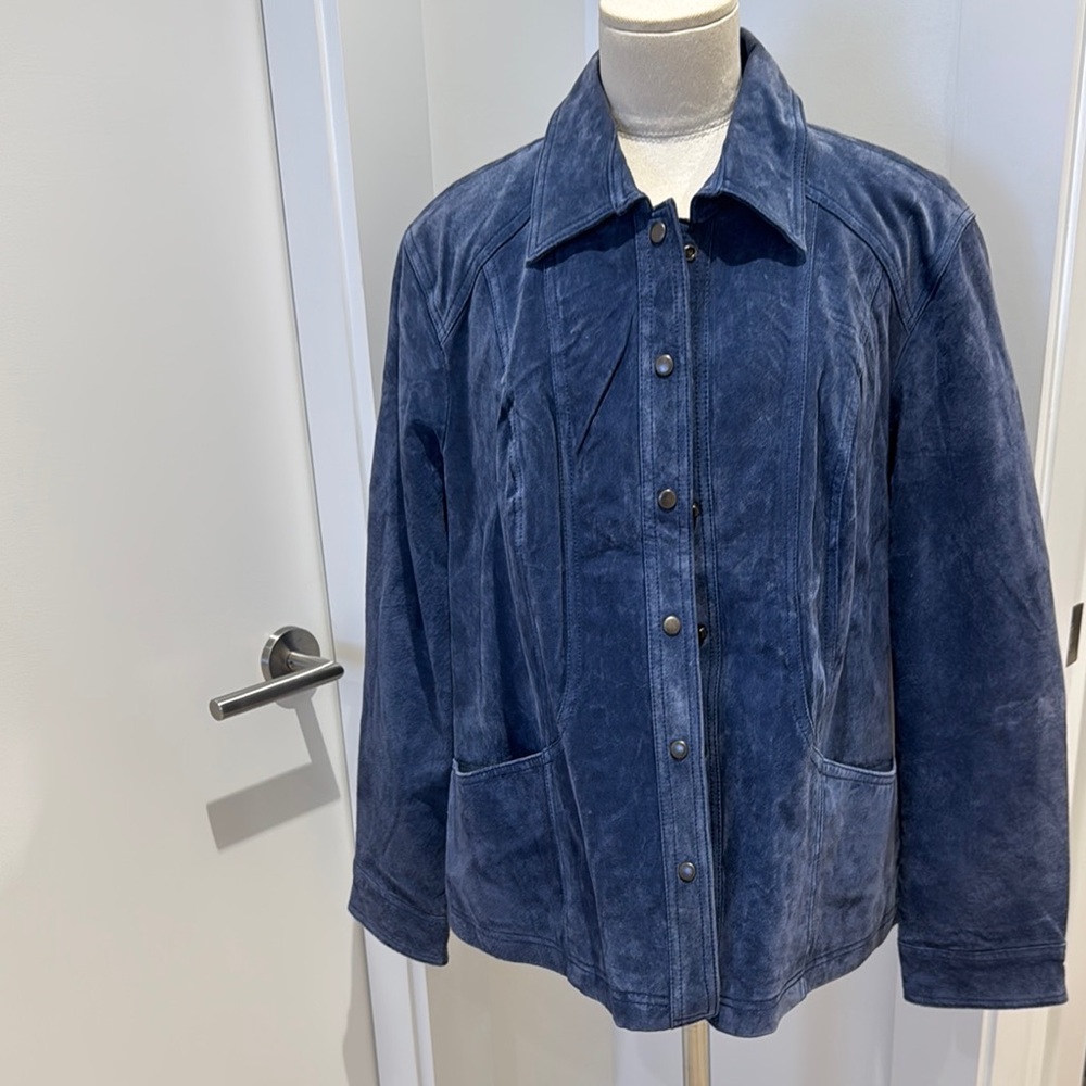 Coldwater Creek Blue Leather Jacket